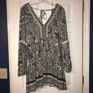 Umgee Boho Black and Cream Dress